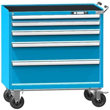 Mobil fiókos szekrény, ma x sz x mé: 1058 x 1037 x 600 mm, 5 fiók, kék színű RAL5012