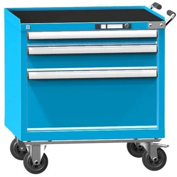 Mobil fiókos szekrény, ma x sz x mé: 763 x 731 x 600 mm, 3 fiók, kék színű RAL5012