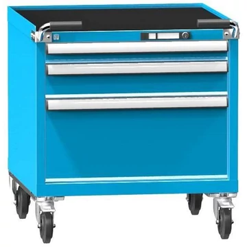 Mobil fiókos szekrény, ma x sz x mé: 763 x 731 x 753 mm, 3 fiók, kék színű RAL5012