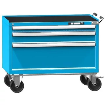 Mobil fiókos szekrény, ma x sz x mé: 808 x 1037 x 600 mm, 3 fiók, kék színű RAL5012