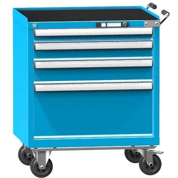 Mobil fiókos szekrény, ma x sz x mé: 863 x 731 x 600 mm, 4 fiók, kék színű RAL5012