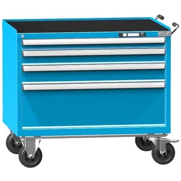 Mobil fiókos szekrény, ma x sz x mé: 908 x 1037 x 753 mm, 4 fiók, kék színű RAL5012