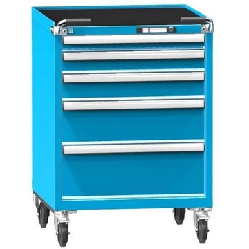 Mobil fiókos szekrény, ma x sz x mé: 1013 x 731 x 753 mm, 5 fiók, kék színű RAL5012