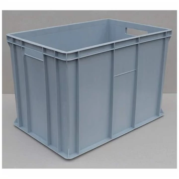 Műanyag rakatolható tároló Euro400, 600 x 400 x 410 mm, falai zártak, szürke színű