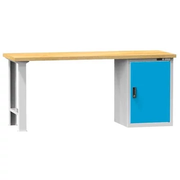 KOMBI munkapad, szélesség x mélység x magasság: 1500x700x880, 1 alapszekrény, szürke RAL7035 / kék RAL5012