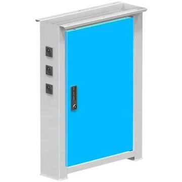 Elektromos munkaasztal láb, 3 aljzat 230 V, magasság 840 mm, mélység 703 mm, szürke RAL7035 / kék RAL5012