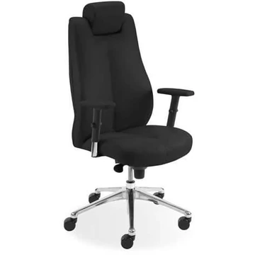 SONATA operátor forgószék , kartámaszokkal és fejtámlákkal, bőr kárpittal - fekete