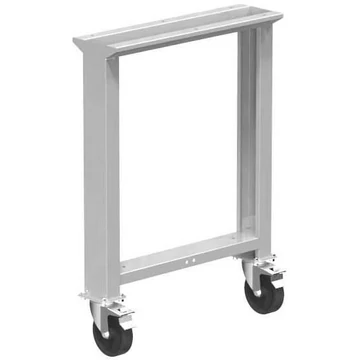 Munkaasztal láb 2 beálló görgővel, átm.125 mm,  rögzítőfékkel, magasság 840 mm, szürke RAL7035
