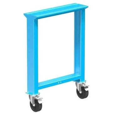 Munkaasztal láb 2 beálló görgővel, rögzítőfékkel, átm. 125 mm, magassága 840 mm, kék RAL5012