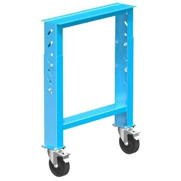 Munkaasztal láb 2 beálló görgővel, rögzítőfékkel, átm. 125 mm, állítható magasság 660-1025 mm, kék RAL5012