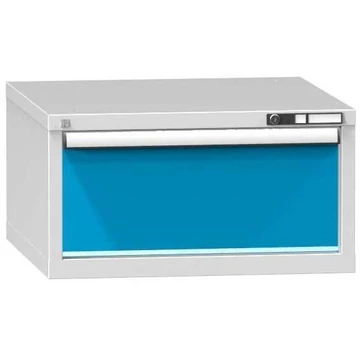 Fiókos szekrény KOMBI, ma x sz x mé: 390 x 578 x 600 mm, 1 x fiók, szürke RAL7035 / kék RAL5012