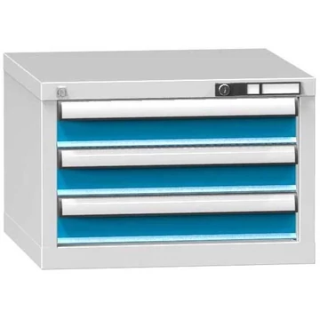 Fiókos szekrény KOMBI, ma x sz x mé: 390 x 578 x 600 mm, 3 x fiók, szürke RAL7035 / kék RAL5012