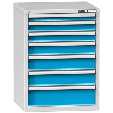 Fiókos műhelyszekrény, ma x sz x mé: 990 x 731 x 753 mm, 7 x fiók, szín: szürke