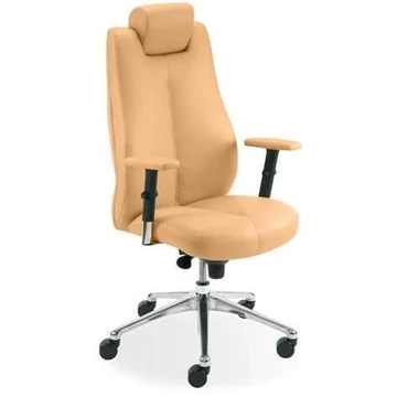 SONATA operátor forgószék , karfákkal és fejtámlákkal, bőr kárpittal - bézs színben