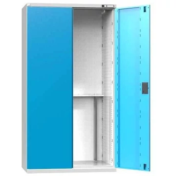 Szekrény CNC szerszámokhoz, hxma 1044x1950 mm, szárnyas ajtó, vázszerkezet szürke RAL7035 / ajtó kék RAL5012