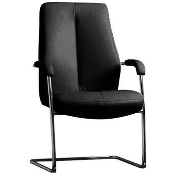 Sonata látogatói karosszék, karfákkal, krómozott acél vázzal, bőr kárpittal - fekete