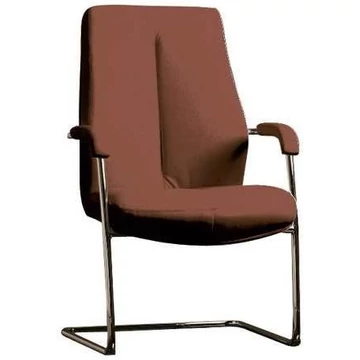 Sonata látogatói karosszék, karfákkal, krómozott acél vázzal, bőr kárpittal - barna