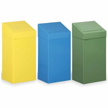 Olcsó hulladékgyűjtő készlet 50 l: 3 konténer (sárga, kék, zöld), magasság 700 mm