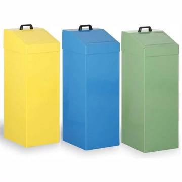 Olcsó újrahasznosító edénykészlet: 3 tartály 100 l (sárga, kék, zöld), magasság 950 mm