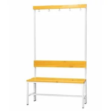 Ruhatár 5 kabáthorgokkal és tömörfa lécekből álló üléssel, 1000 mm hosszú