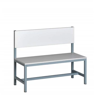 Gardróbpad háttámlával, szürke laminált lemez, hossza 1000 mm