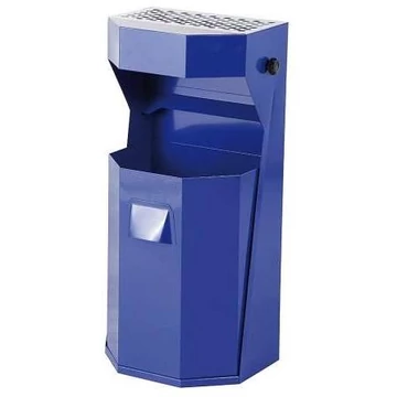 Hulladéktartály kívülre, hamutartó rögzítéssel, kapacitás 50 l, magasság 850 mm, kék