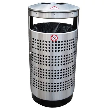 Rozsdamentes acél hulladéktartály hamutartóval és horganyzott 70 literes belső tartállyal, perforált
