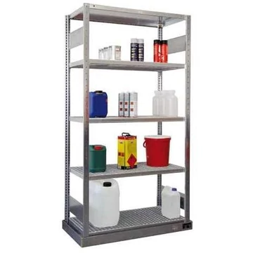 Polc állvány 4 acél rácsral gyúlékony folyadékokhoz, horganyzott, 2000x1000x500 mm