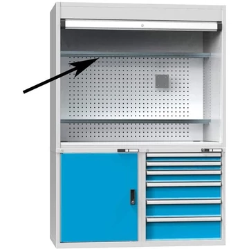 Polc, a vezérlő munkaállomások felső részeihez, horganyzott, 1384 x 300 mm