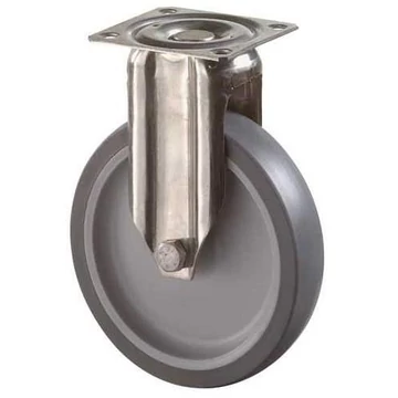 Fix készülékgörgő, villa rozsdamentes acélból, átm. 50 mm, lemezzel, terhelés 40 kg