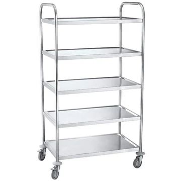 5 szintes rozsdamentes acél kocsi, ma x sz x mé: 1560x590x910 mm