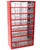 Fiókos tároló 306 x 155 x 551 mm, piros színű, 12 fiók
