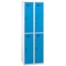 Rövidajtós öltözőszekrény WEMO, 2x2 rekesz, 600x500x1800 mm, ajtó színe kék RAL5012, forgóreteszes zár