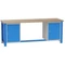 Munkaasztal, szélesség x mélység x magasság: 2100x700x827 mm, kék RAL5012, 2 szekrény